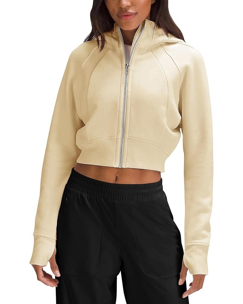 Zip Up Hoodies for Women,Long Sleeve Fleece Lined Casual Cropped Hoodie Sweatshirts with Thumb Hole Hoodie_khaki $14.57 Hoodi...