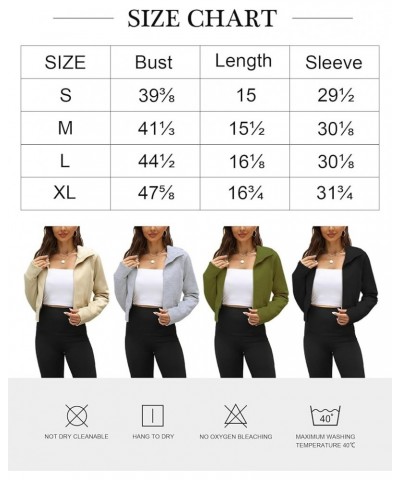 Zip Up Hoodies for Women,Long Sleeve Fleece Lined Casual Cropped Hoodie Sweatshirts with Thumb Hole Hoodie_khaki $14.57 Hoodi...