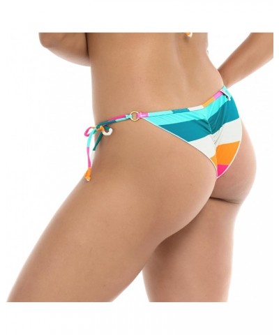 Women's Standard Brasilia Tie Side Cheeky Bikini Bottom Swimsuit Free Flow Stripe $10.17 Swimsuits