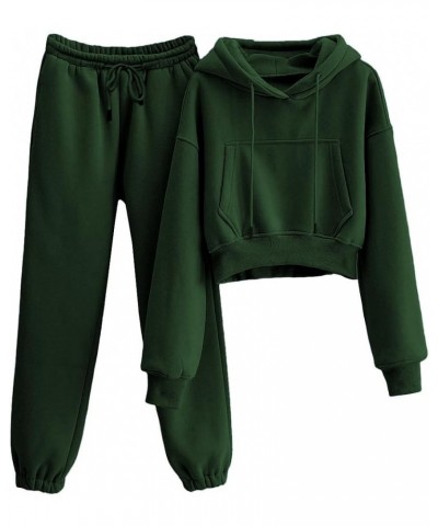 Sweatsuits for Women Set 2 Piece Outfits Hoodie Pullover Sweatshirt Jogger Pants Tracksuit Set Darkgreen $19.88 Activewear