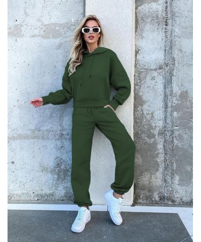 Sweatsuits for Women Set 2 Piece Outfits Hoodie Pullover Sweatshirt Jogger Pants Tracksuit Set Darkgreen $19.88 Activewear