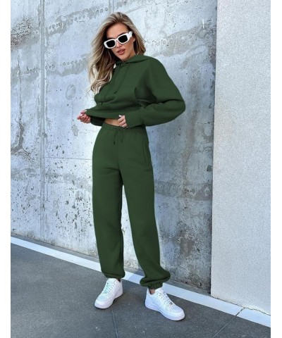 Sweatsuits for Women Set 2 Piece Outfits Hoodie Pullover Sweatshirt Jogger Pants Tracksuit Set Darkgreen $19.88 Activewear