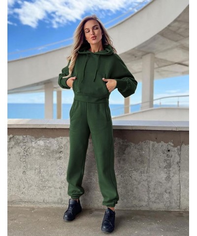 Sweatsuits for Women Set 2 Piece Outfits Hoodie Pullover Sweatshirt Jogger Pants Tracksuit Set Darkgreen $19.88 Activewear