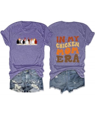 Chicken Lover Gift Shirt, In My Chicken Mom Era Sweatshirt Woman's Funny Graphic Long Sleeve Tops Farm Life Shirt Z-purple $1...