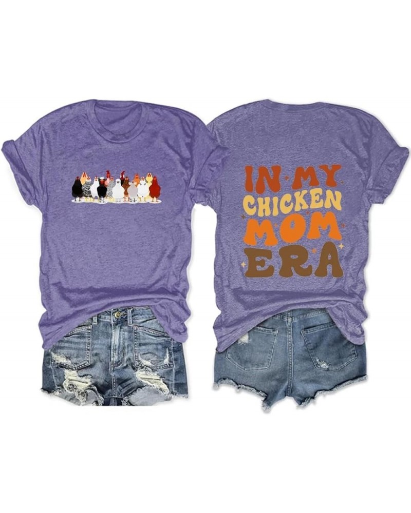 Chicken Lover Gift Shirt, In My Chicken Mom Era Sweatshirt Woman's Funny Graphic Long Sleeve Tops Farm Life Shirt Z-purple $1...