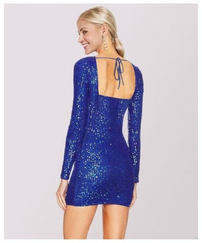 Sparkly Sequin Long Sleeve Homecoming Dresses for Teens Square Short Prom Party Gown Plum $32.50 Dresses