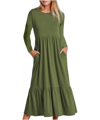 Cold Shoulder Maxi Dress for Women 2023 Summer Floral Long Beach Dresses Casual Short Sleeve Dresses with Pocket B-army Green...