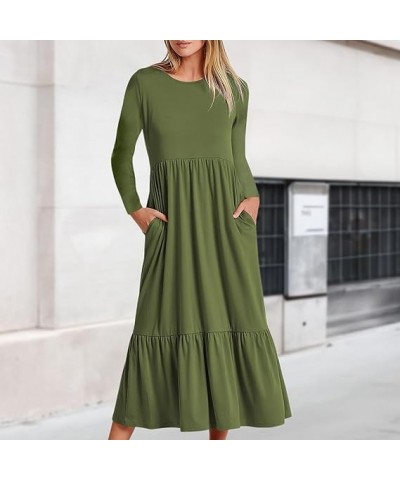 Cold Shoulder Maxi Dress for Women 2023 Summer Floral Long Beach Dresses Casual Short Sleeve Dresses with Pocket B-army Green...