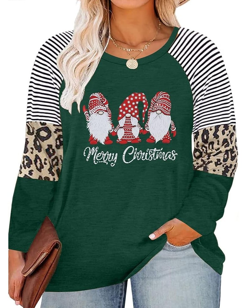 Plus Size Merry Christmas Baseball T-Shirt Women 3/4 Sleeve Holiday Splicing Tee Tops Christmas Green $13.76 T-Shirts