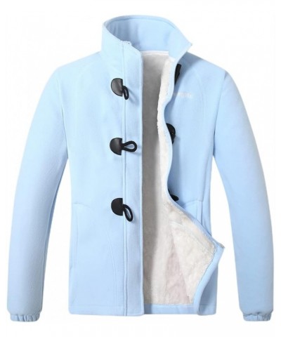 Winter Coats for Women Full Zip Polar Fleece Jacket Sherpa Lined Outdoor Warm Coat Sky-blue $16.37 Jackets