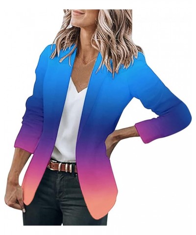 Blazers for Women Womens Casual Solid Color Suit Long Sleeve Loose Suit Purple Blazer 2024 Z1-blue $16.16 Blazers