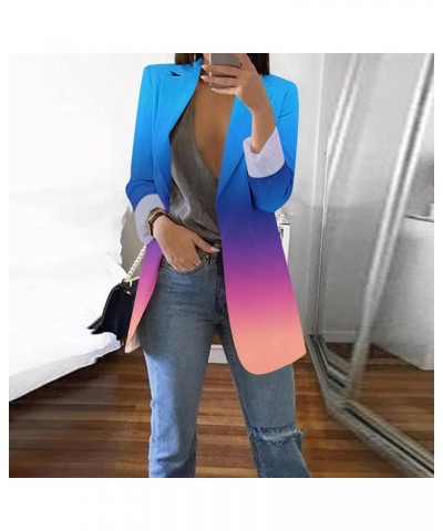 Blazers for Women Womens Casual Solid Color Suit Long Sleeve Loose Suit Purple Blazer 2024 Z1-blue $16.16 Blazers