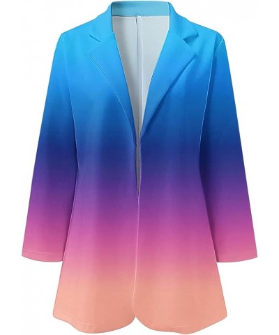 Blazers for Women Womens Casual Solid Color Suit Long Sleeve Loose Suit Purple Blazer 2024 Z1-blue $16.16 Blazers