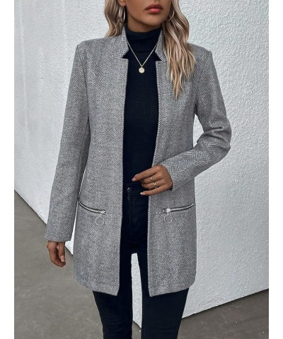 Women's Fall Winter Overcoat Pea Coats Open Front Overcoat Grey $44.54 Coats