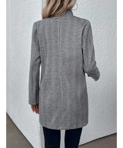 Women's Fall Winter Overcoat Pea Coats Open Front Overcoat Grey $44.54 Coats