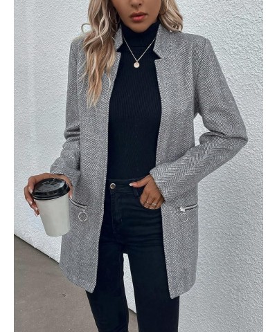 Women's Fall Winter Overcoat Pea Coats Open Front Overcoat Grey $44.54 Coats