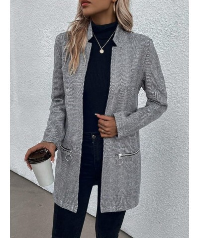 Women's Fall Winter Overcoat Pea Coats Open Front Overcoat Grey $44.54 Coats