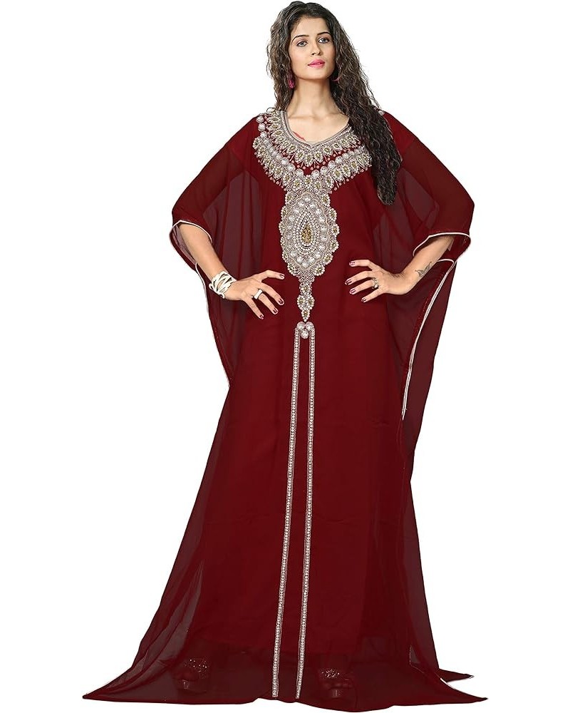 Women Kaftan Farasha Caftan Kimono Long Maxi Dress Summer Cover up Free Size Maroon $30.00 Dresses