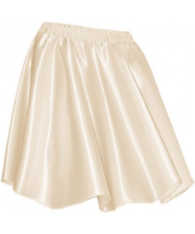 Women's Basic Versatile Satin Flared Casual Mini Skater Skirt Cream $13.49 Skirts