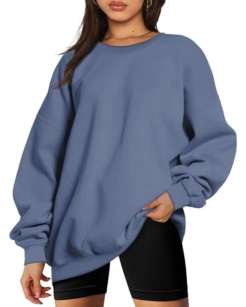 Long Sleeve Shirts for Women Fall Casual Solid Color Pullover Sweatshirts Fashion Comfy Outdoor Loose Fit Tshirt Light Blue $...