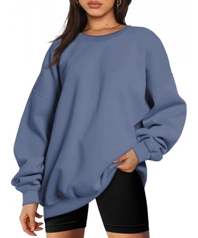 Long Sleeve Shirts for Women Fall Casual Solid Color Pullover Sweatshirts Fashion Comfy Outdoor Loose Fit Tshirt Light Blue $...