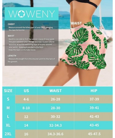 Women's Swim Skirts Ruffle Swimsuit High Waist Swimming Skorts with Shorts Tankini Bikini Bottoms with Pocket Pleated-pink Le...