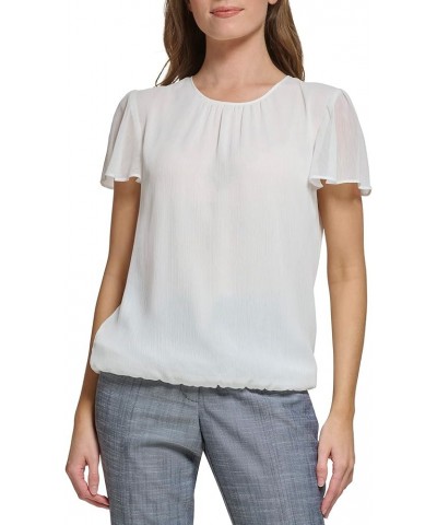 Women's Solid Bubble Blouse Ivory $13.40 Blouses