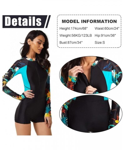 Women One Piece Rush Guard Swimsuit UV Protection Surfing Bathing Suit Zipper Front Athletic Swimwear Black B $21.80 Swimsuits