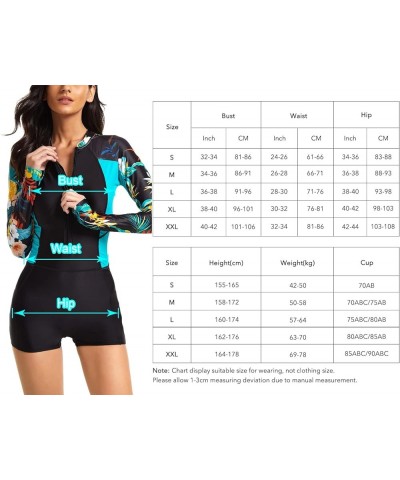 Women One Piece Rush Guard Swimsuit UV Protection Surfing Bathing Suit Zipper Front Athletic Swimwear Black B $21.80 Swimsuits