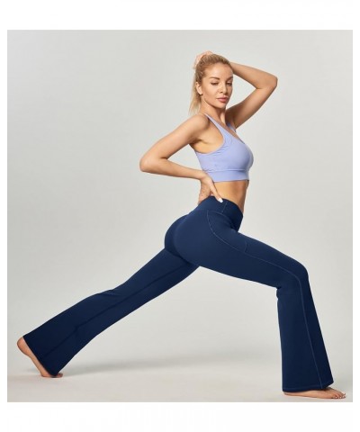 Women's Yoga Pants with Pockets for Women Bootcut Wide Leg Pants for Women High Waisted Workout Pants Darkblue $21.45 Pants