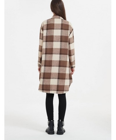 Womens Casual Long Plaid Shirt Jacket Loose Lapel Collar Long Sleeve Flannel cardigan Shacket Z-01coffee $13.53 Jackets