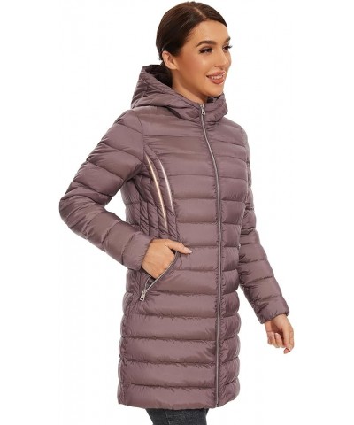 Women's Packable Puffer Coat with Hood Lightweight Winter Puffer Jacket Coffee $24.75 Jackets