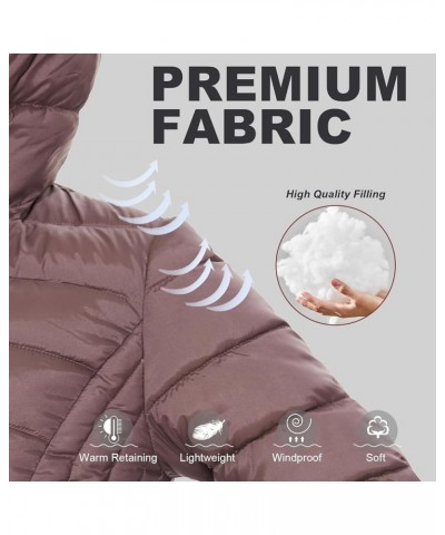 Women's Packable Puffer Coat with Hood Lightweight Winter Puffer Jacket Coffee $24.75 Jackets