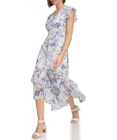 Women's Rivera Floral Chiffon High Low Dress Ivory Multi $31.59 Dresses