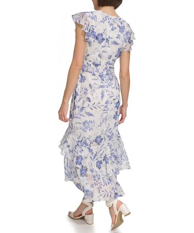 Women's Rivera Floral Chiffon High Low Dress Ivory Multi $31.59 Dresses