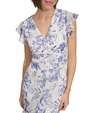 Women's Rivera Floral Chiffon High Low Dress Ivory Multi $31.59 Dresses