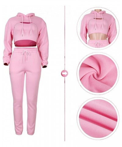 Women 3 Piece Outfits Sweatsuits Set - Sexy Long Sleeve Pullover Crop Top Hoodie Tank Joggers Sweatpants Workout Sets Beige $...