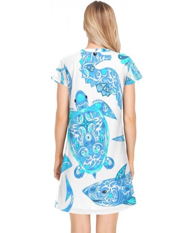 Women's PJ Nightshirt, Short Sleeves Nightgown Sleepwear Lingerie Sleep Dress(S-2XL) Multi 17 $11.20 Sleep & Lounge