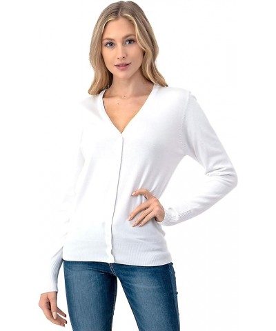 Women's Button Down Cardigan Sweater - V-Neck Soft White $13.49 Sweaters