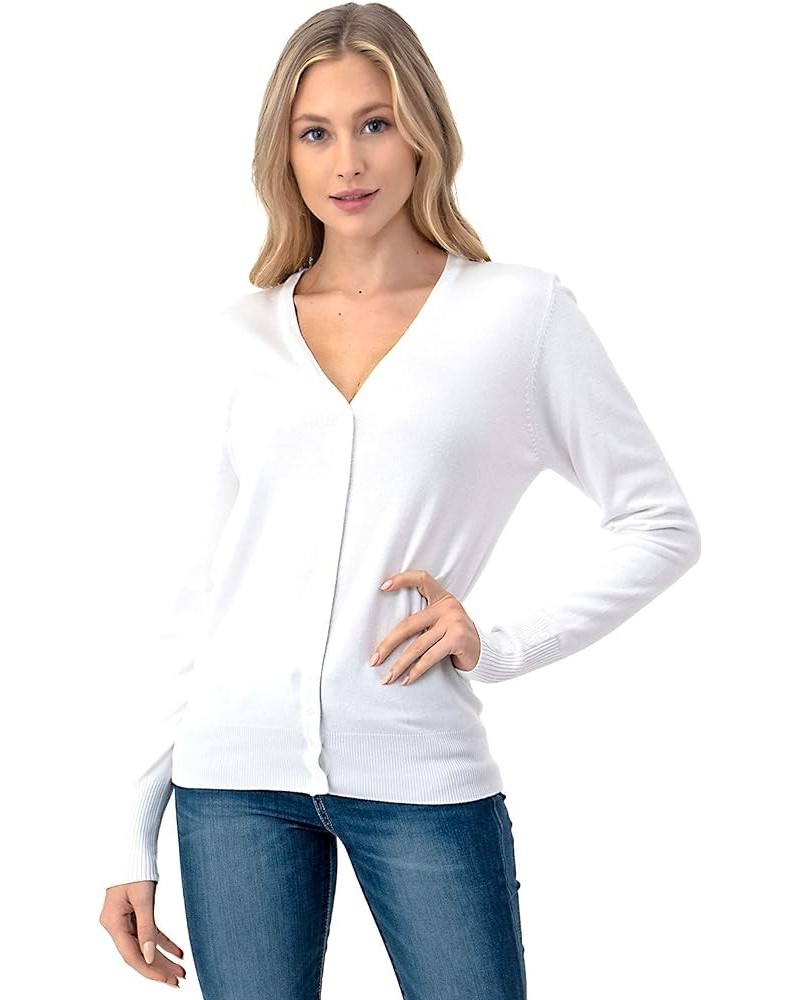 Women's Button Down Cardigan Sweater - V-Neck Soft White $13.49 Sweaters