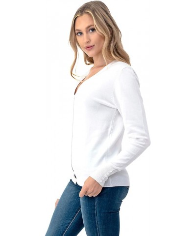 Women's Button Down Cardigan Sweater - V-Neck Soft White $13.49 Sweaters