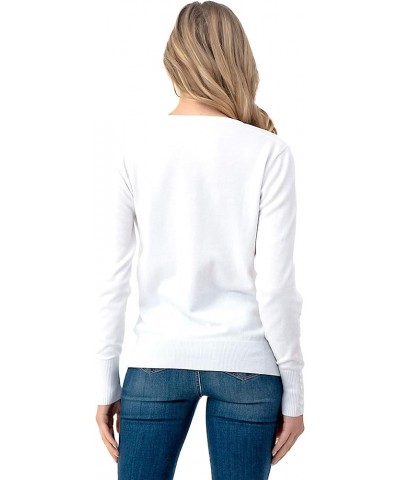 Women's Button Down Cardigan Sweater - V-Neck Soft White $13.49 Sweaters