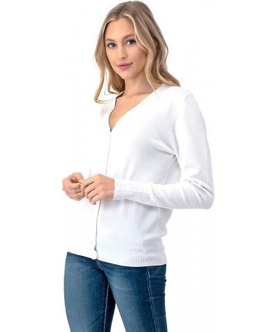 Women's Button Down Cardigan Sweater - V-Neck Soft White $13.49 Sweaters