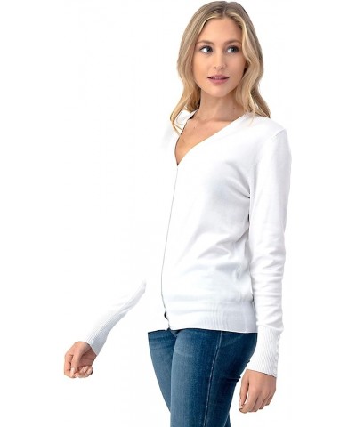 Women's Button Down Cardigan Sweater - V-Neck Soft White $13.49 Sweaters