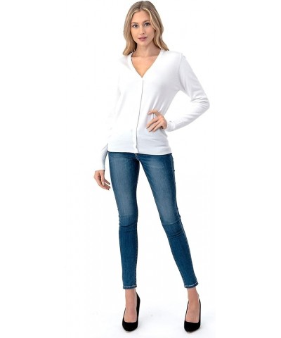 Women's Button Down Cardigan Sweater - V-Neck Soft White $13.49 Sweaters