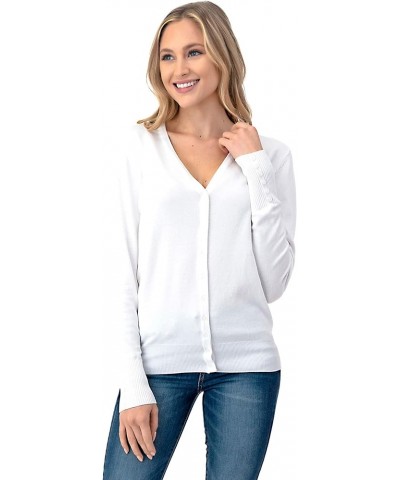 Women's Button Down Cardigan Sweater - V-Neck Soft White $13.49 Sweaters