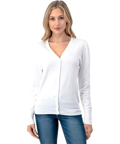 Women's Button Down Cardigan Sweater - V-Neck Soft White $13.49 Sweaters