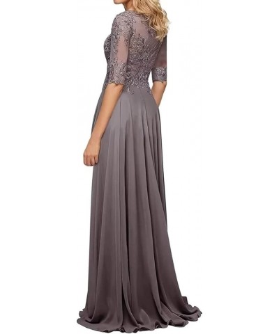 Mother of The Bride Dress Long Formal Evening Gowns with Sleeves Mother of The Groom Dresses for Wedding lace Appliques Silve...