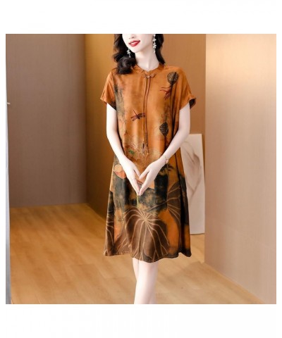 Vintage Women's Silk Satin Cheongsam Elegant High Neck Casual Comfortable Loose Mini Dress 23294 Style $18.91 Dresses