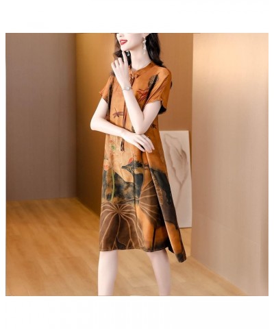 Vintage Women's Silk Satin Cheongsam Elegant High Neck Casual Comfortable Loose Mini Dress 23294 Style $18.91 Dresses